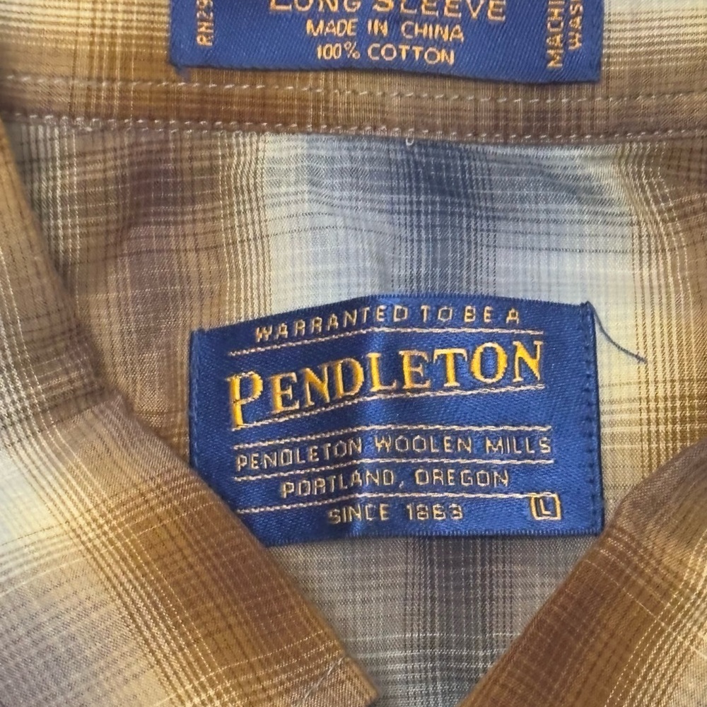 Pendleton Long Sleeve Light Blue Cotton Blend - image 3